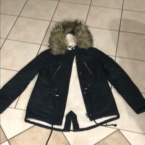 H&M hooded black parka jacket
